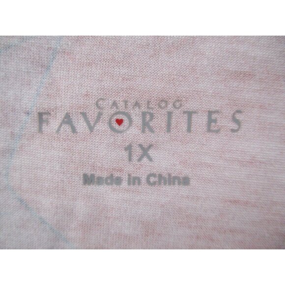 Catalog Favorites Multi-color Rhinestones 3/4 Sleave Cat Print Top 1X - Picture 5 of 11